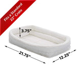 MidWest Homes for Pets XS QuietTime Double Bolster Pet Bed, White Plush 22-Inch Crate Mat with Stacked Bolsters, Machine Washable, Secure Fit with Elastic Straps