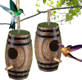2 Pack Hummingbird Houses for Outside, DY-SKTY Wooden Hummingbird House for Nesting, Hanging Bird Houses for Outdoors with Pole, Unique Garden Gifts Home Decoration