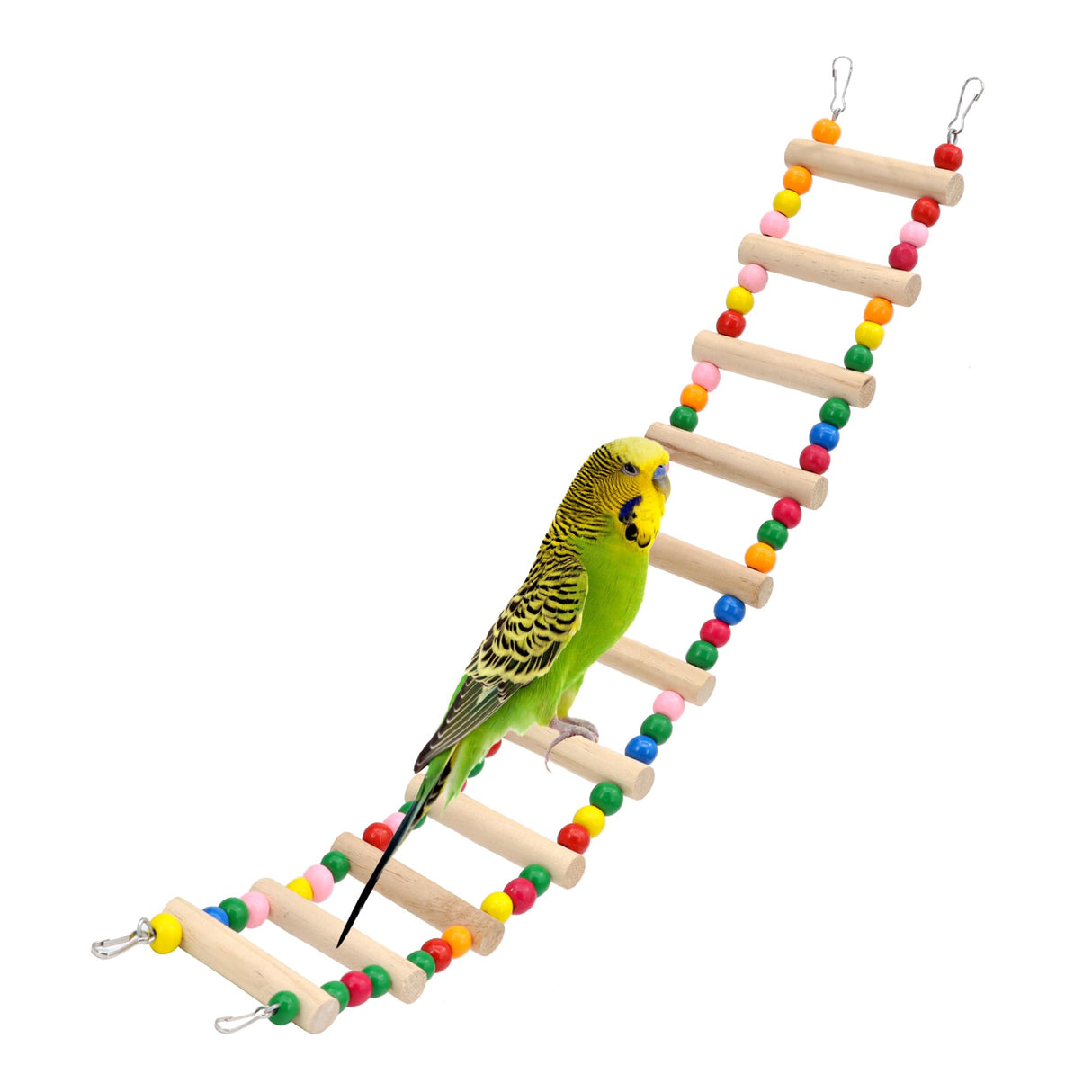 11-Step Bird Ladder Bridge,21.26 x 3.15 inches Raw Wood and Edible Dye,Pet Hamster Climbing Ladder Swing Toys Suitable for Small to Medium Birds,Bird Cage Accessories (11 Ladders)
