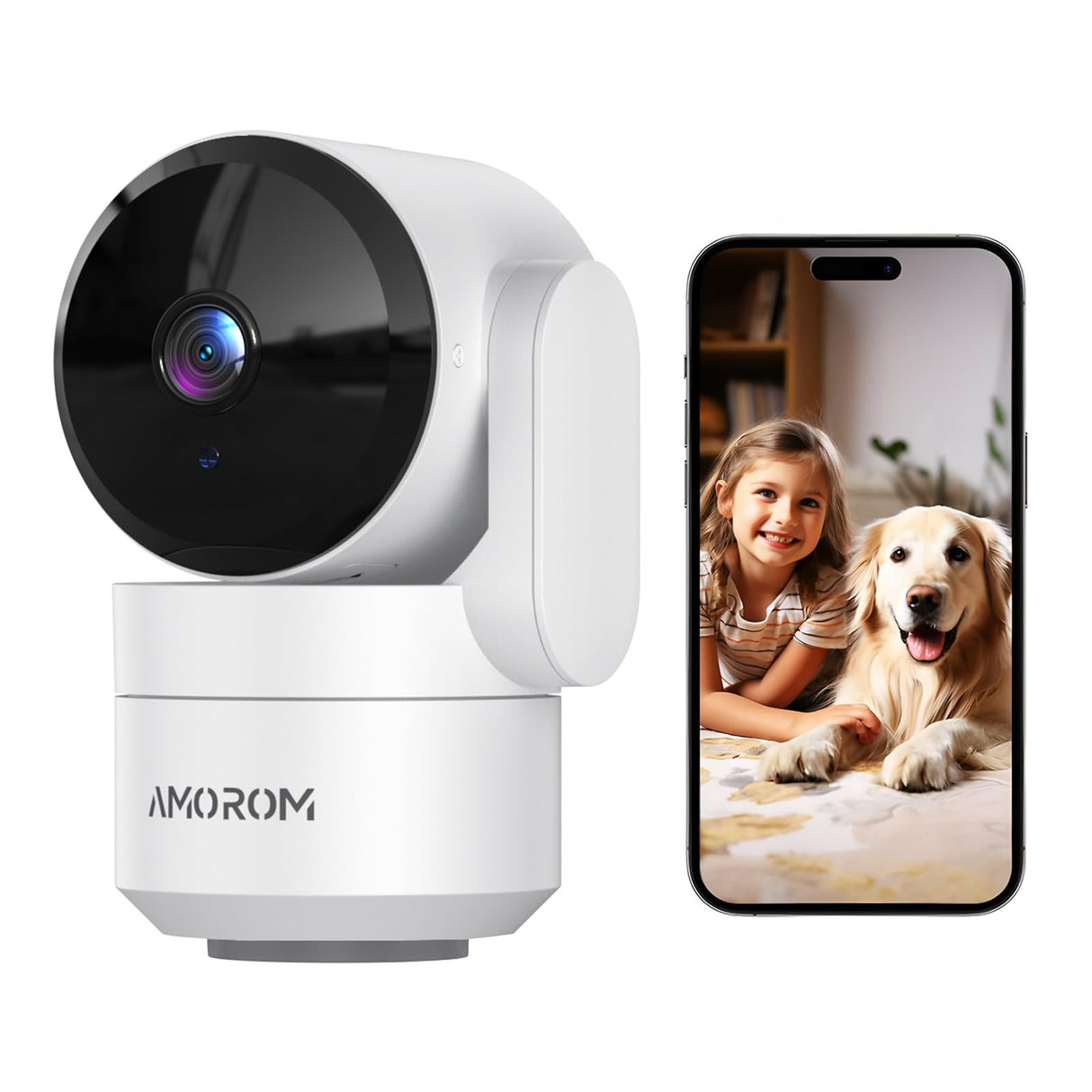 AMOROM Indoor Security Camera 360° with Pan/Tilt, Pet Dog Baby Monitor, 1080P HD Night Vision, Motion Detection, 2-Way Talk, Alexa & Google Home Compatible (2.4GHz WiFi)