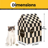 Conlun Cardboard Cat House with Scratch Pad & Catnip, Cat Play Scratching House for Indoor Hideaway Furniture, Heavy Duty Sturdy Cardboard Scratcher, Easy to Assemble Birthday Gift