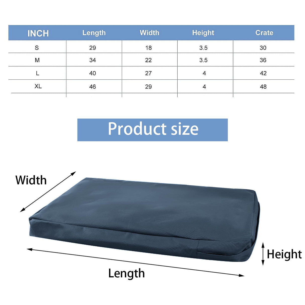 Waterproof Dog Bed Cover,Washable Removable Pet Dog Bed Replacement Cover for 30 Inch Crate,Water Absorbable Pet Puppy Bed Covers for Dogs Cat,29Lx18Wx3.5H inch