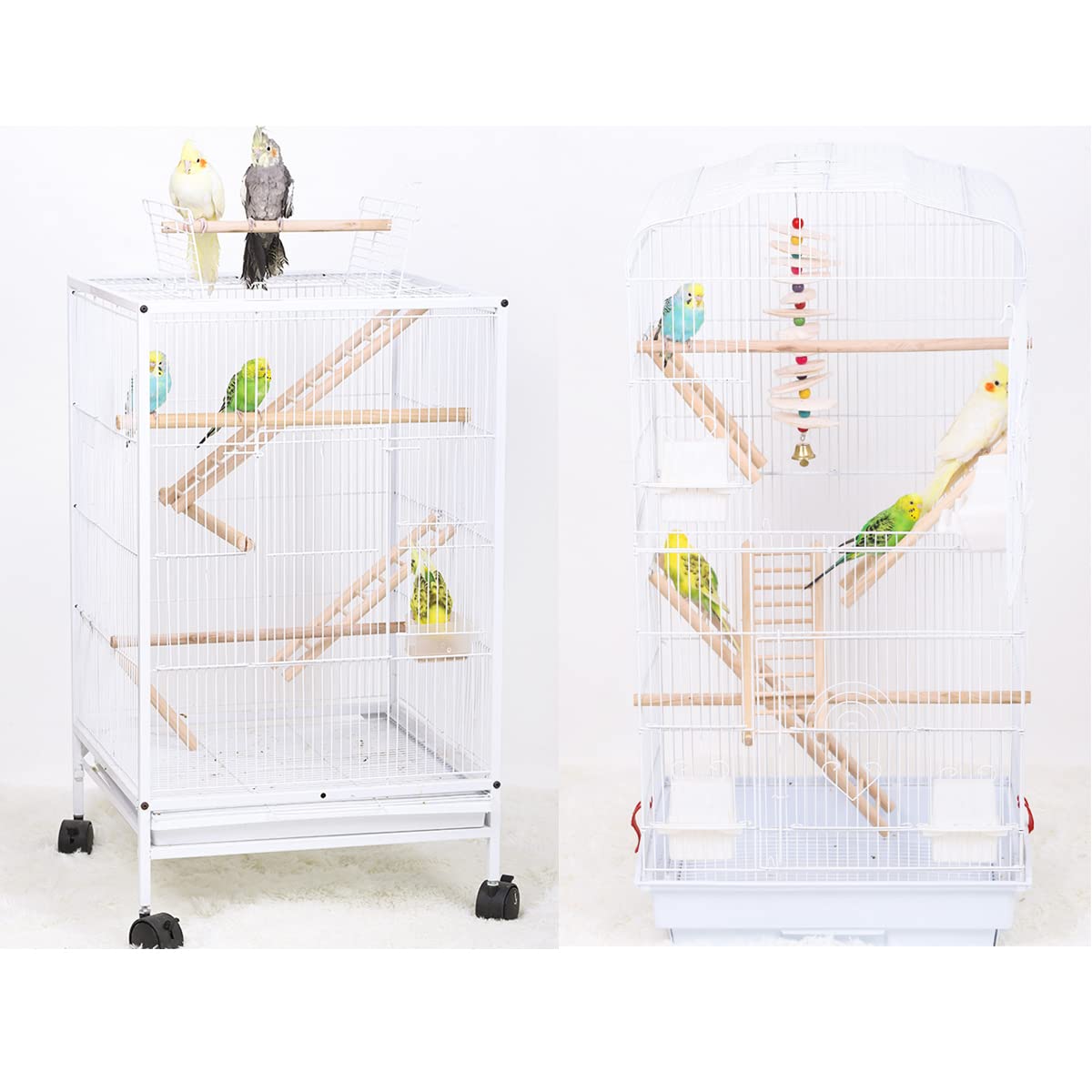 GXXMEI 4PCS Bird Toys - Wooden Ladder Climbing Toys for Parakeets, Parrots, Cockatoo & Lovebirds
