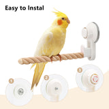 Suction Cup Bird Perch,Natural Wood Parrot Window/Bath/Car/Travel/Shower Perches Stand Portable Parakeet Grinding Stick Training Toys for Small and Medium Birds(Twist Grain)