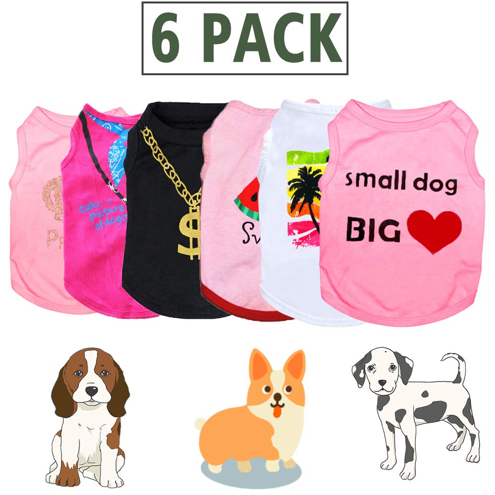 DERUILA Dog Clothes for Small Medium Puppy Girl Summer Shirt Costume for Chihuahua Yorkie Female Pet Outfits Sweatshirt Cat Clothing Pink Vest Apparel Accessories Ropa De Perros Pequeños Camisas para