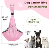 Pawaboo Small Dog Sling Carrier, Reversible Hands Free Dog Sling Carrier for Small Dogs Cats, Puppy Sling Carrier with Adjustable Strap Buckle & Safety Harness, Puppy Essentials, Pink