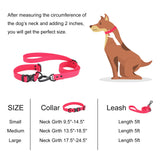 JIPIMON Waterproof Dog Collar and Leash Set Adjustable Quick Release Buckle Collar Leash for Small Medium Large Dogs (Medium, Red)