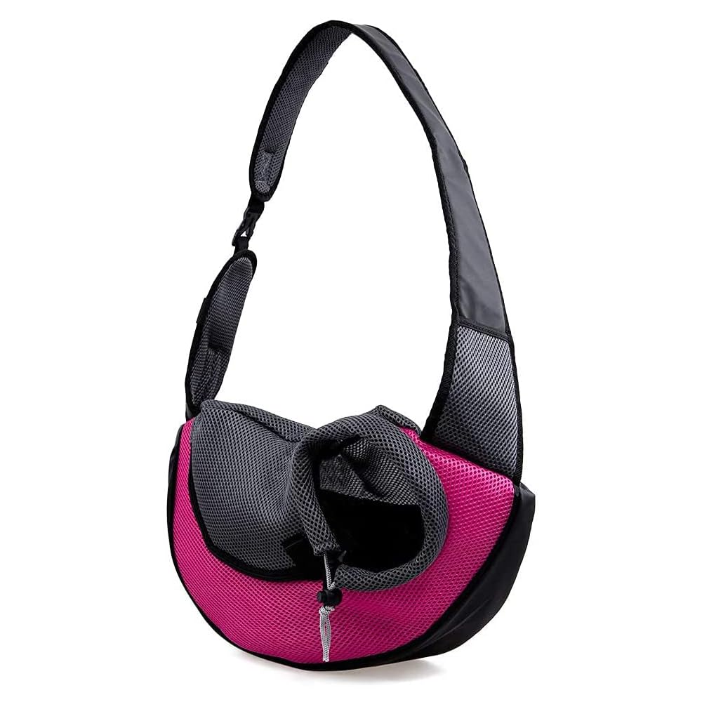 Kucehiup Dog Sling Carrier for Small Dogs Cat Carrier Breathable Mesh Bag(Fits Approximately 3 lbs to 6 lb Pets)(Rose Red)