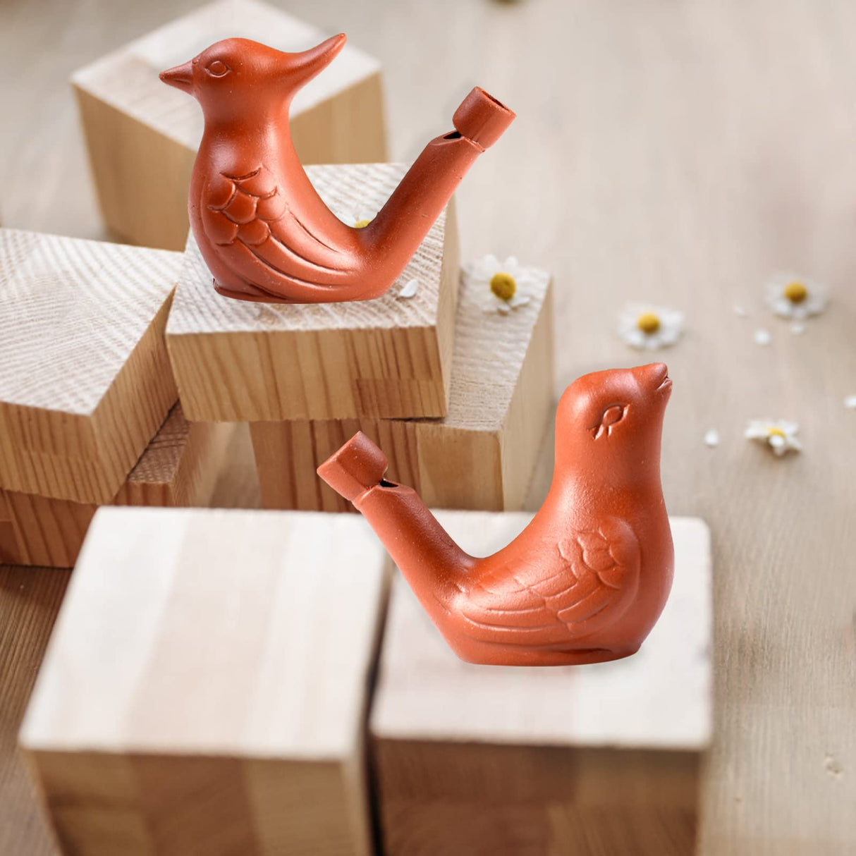 2Pcs Bird Water Whistles - Warbler Bird Caller, Purple Clay Pottery, Outdoor Accessories