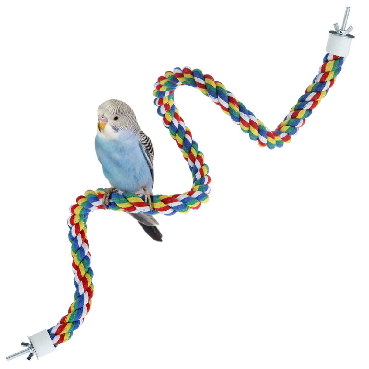 Bird Rope Perches for Parrots, Cockatiels, Parakeets, Budgie Cages Comfy Birds Colorful Rope Toy (31.5inch Metal nut)