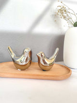 ITrixgan Small Silver Birds Shelf Decor Modern Style Figurine Cute Table Top Animal Decorations for Living Room, Bedroom, Office Desktop, Cabinets
