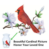 ICOKEE Red Cardinal Bird Small Keepsake Urn for Human Ashes or Pet Ashes - Aluminum Mini Cremation Urn for Ashes - White Memorial Ashes Holder - Qty 1- with Velvet Bag