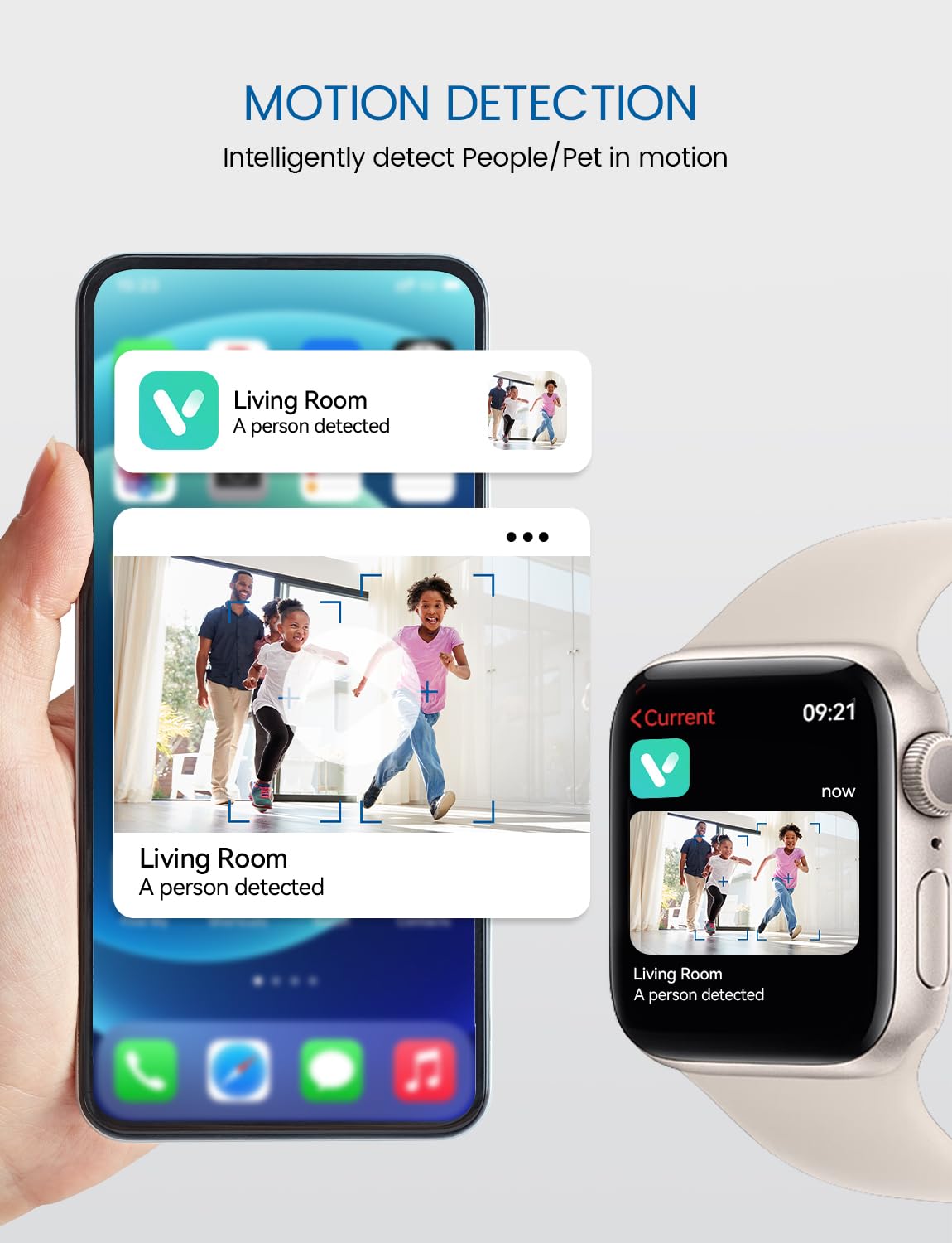 Viigytek 2K Home Indoor Pet Security Camera with Night Vision, Dog/Cat 2-Way Audio, Wired, Motion Detection, App Control (White-1Pack)