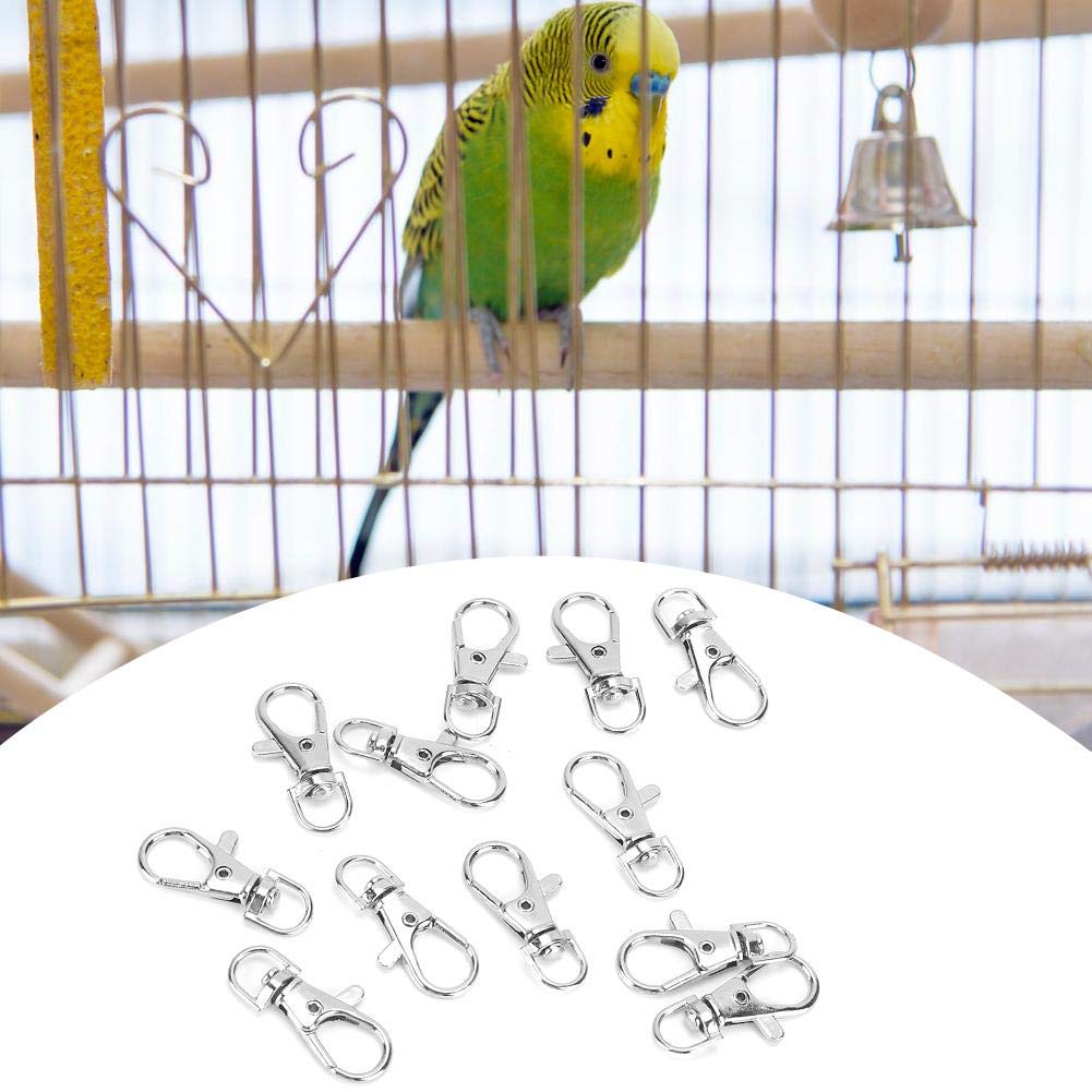 Pssopp 12Pcs Pet Birds Cage Metal Hook Clip, Iron Anti Escape Pet Bird Cage Door Buckle Lock Claw Snap Hook for Home Use Pet Supplies