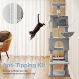 66 Inch Cat Tree Tower, Large Multi-Cat Climbing Extended Platform, Hammock, Pet House For Indoor Cats And Kittens Play