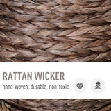 Handmade Wicker Elevated Cat Bed With Cushion Dark Brown For Kittens