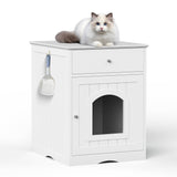 Wooden Pet House Cat Litter Box Enclosure With Drawer Side Table Cat Home Nightstand