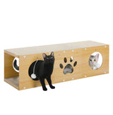 MUlti-Hole Fun Cat Tunnel With Scratching Board And Game Pom Pom Cat Tunnel House, Interactive Cat Scratching House, Self-improvement Drilling Hole Teaser, Must-have For Multi-Cat Families