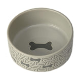 PetRageous 18429 Bones Round Stoneware Dog Bowl 6-Inch Width and 2.5-Inch Height 3.5-Cups Capacity, Grey