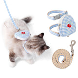 Kaqipeet Escape-Proof Cat Harness and Leash Set - Adjustable and Breathable Vest for Walking, Easy Control and Comfortable Backpack Jacket for Cats Blue (Small)…