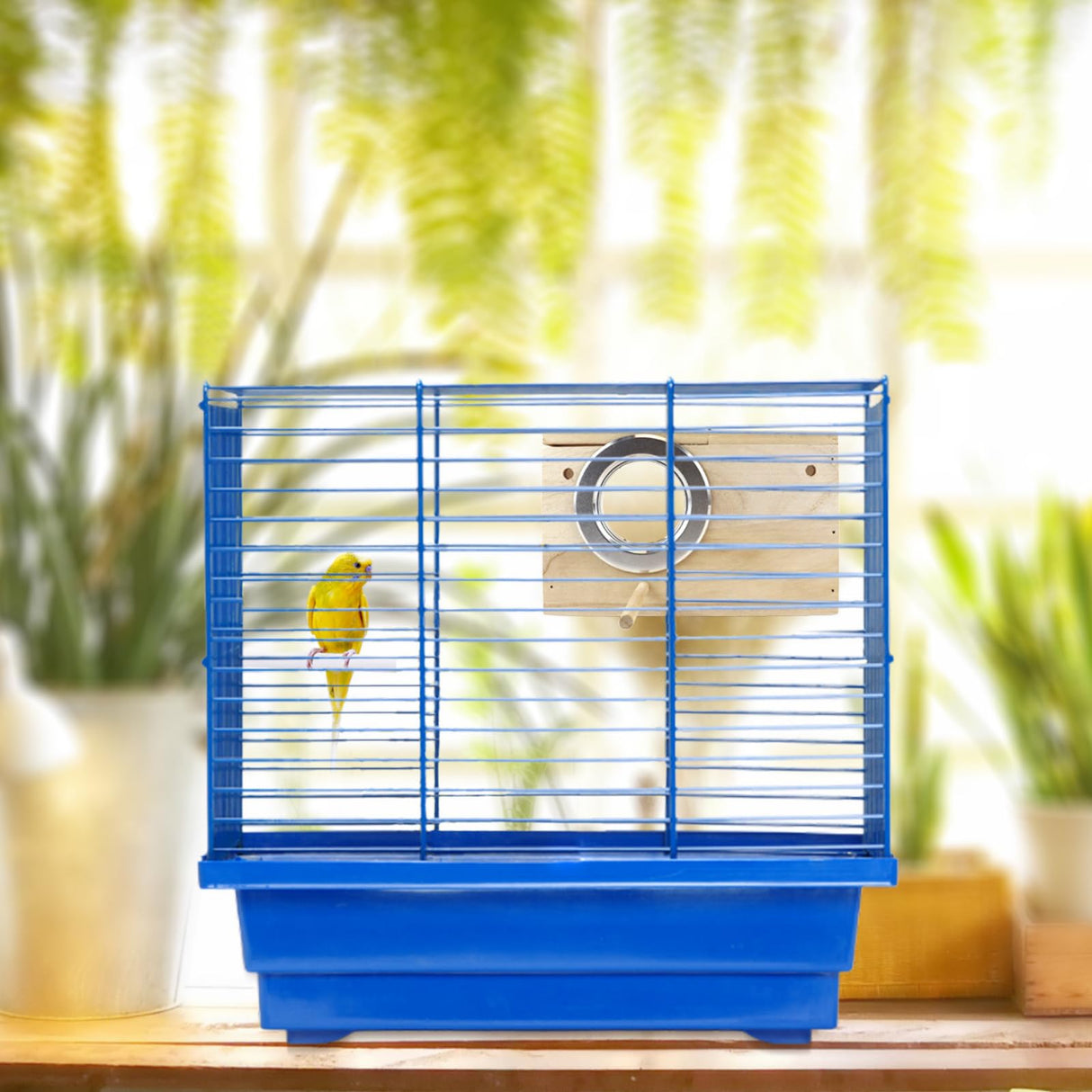 TiereCare Parakeet Nesting Box - Visual Wooden Bird Nest Breeding Box - Bird Cage House with Perch for Lovebirds Cockatiel Budgie Finch Parrot