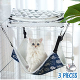BBTO 3 Pcs Reversible Pet Hammock Soft Plush Cat Hanging Hammock Guinea Pig Bed Rat Cage Accessories for Puppy Dog Piggy Kitten Ferret Rabbit Other Small Animals(Cat)