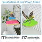 kathson Bird Perch Platform, Parrot Sanded Stand Wooden Corner Shelf Fan Shaped Cage Playground for Parrots Conures Budgies Parakeets Cockatiels Lovebirds