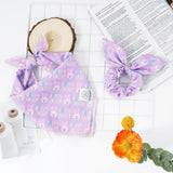 E-Clover Easter Dog Bandana & Matching Scrunchie-Bunny Dog Bandanas Pet Scarf Bib for Samll Dogs Puppy Girl Boy Owner Gift Purple