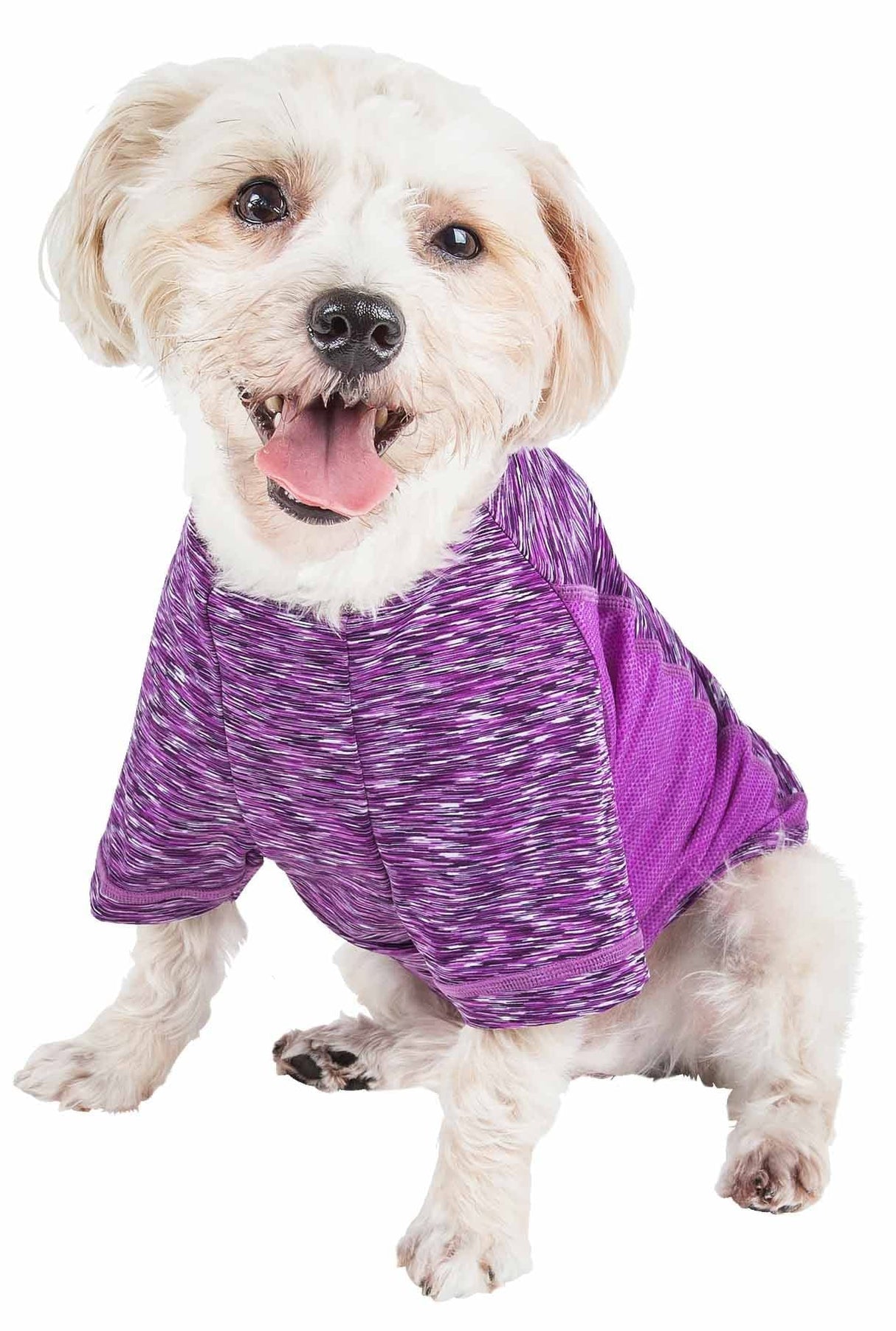 Pet Life ® Active 'Warf Speed' Heathred Dog Fitness and Yoga Pet T-Shirt Dog Clothes - Performance Dog T-Shirt with 4-Way-Stretch, Reflective and Quick-Dry Technology - Summer Dog Shirts