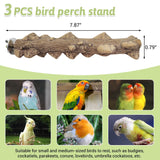 PINVNBY 3Pcs Bird Perches for Cage, Nature Wood Prickly Parrot Stand Toy Paw Grinding Stick for Small Medium Birds Parrot Parakeet Cockatiel Conure Cage Accessory