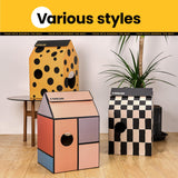 Conlun Cardboard Cat House with Scratch Pad & Catnip, Cat Play Scratching House for Indoor Hideaway Furniture, Heavy Duty Sturdy Cardboard Scratcher, Easy to Assemble Birthday Gift