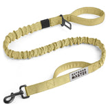 OutdoorMaster Bungee Dog Leash, Heavy Duty Dog Leash with Shock Absorption, 2 Padded Handles Training Leash, Improved Dog Safety and Comfort - Khaki Upgraded, 4 FT