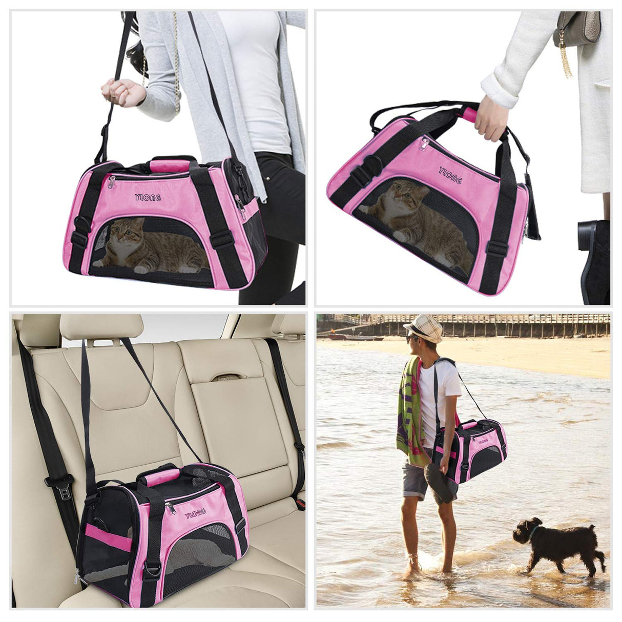 YLONG Cat Carrier Airline Approved Pet Carrier,Soft-Sided Pet Travel Carrier for Cats Dogs Puppy Comfort Portable Foldable Pet Bag,Airline Approved