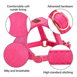 No Pull Dog Harness- Lightweight, Soft, Adjustable Small Harness Collar and Leash Set, Suitable for Cats Puppy Small and Medium-Sized Dog Outdoor Training and Running (hotpink, XXS)