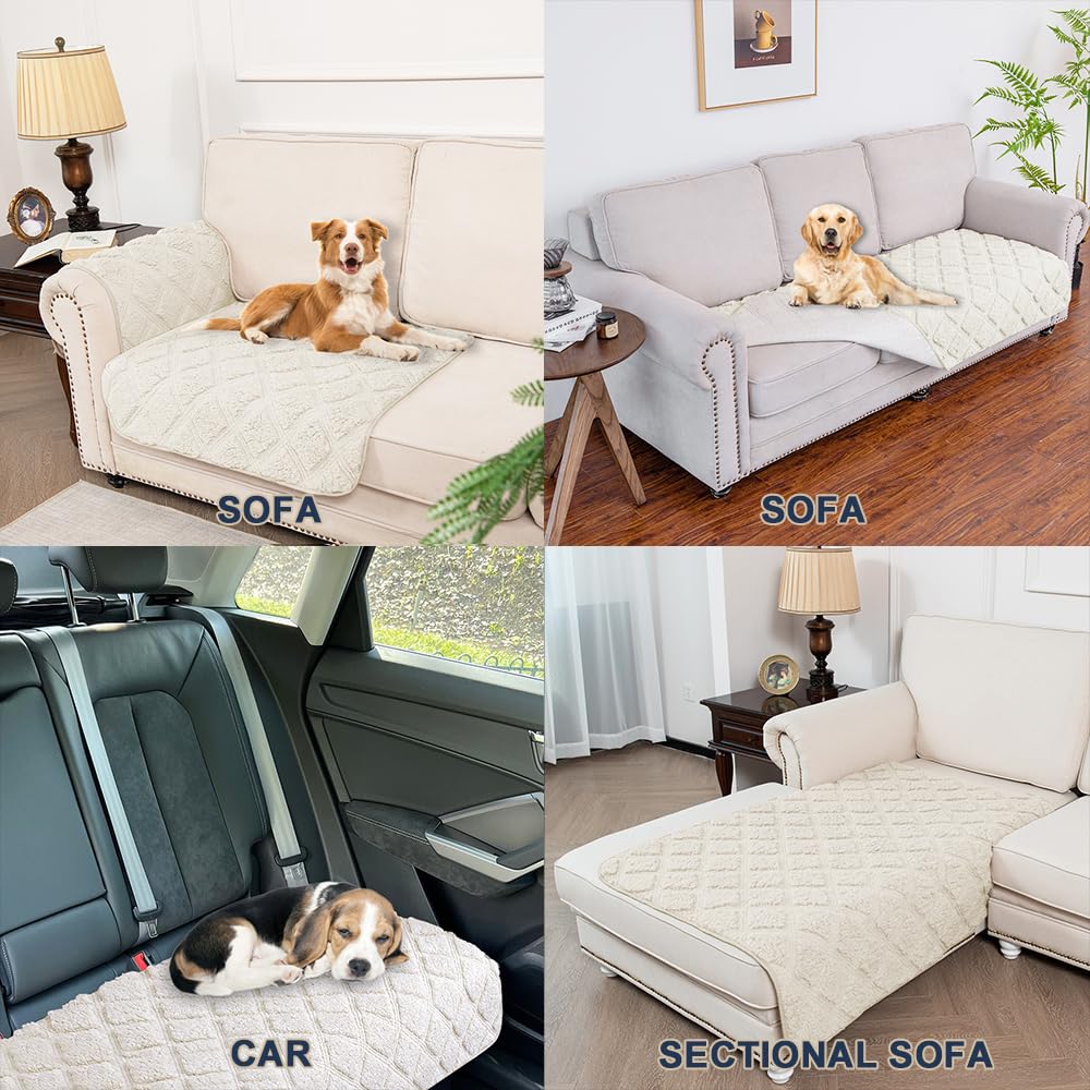 Ameritex Dog Couch Cover Pet Blanket Waterproof and Anti-Slip for Sofa Couch Sherpa Fleece Furniture Protector Cover for Small Medium Large Dogs Cats