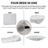 Furhaven Self-Warming Cat Bed for Indoor Cats, 4-Beds-in-1 & Washable - Plush Long Faux Fur Convertible Cuddler - Silver, Small