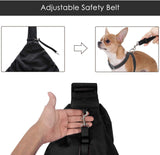 Lynkaye Small Dog & Cat Travel Bag - Hands Free Pet Carrier with Adjustable Strap & Stainless Steel ID Barrel (Black, Up to 12 lbs)