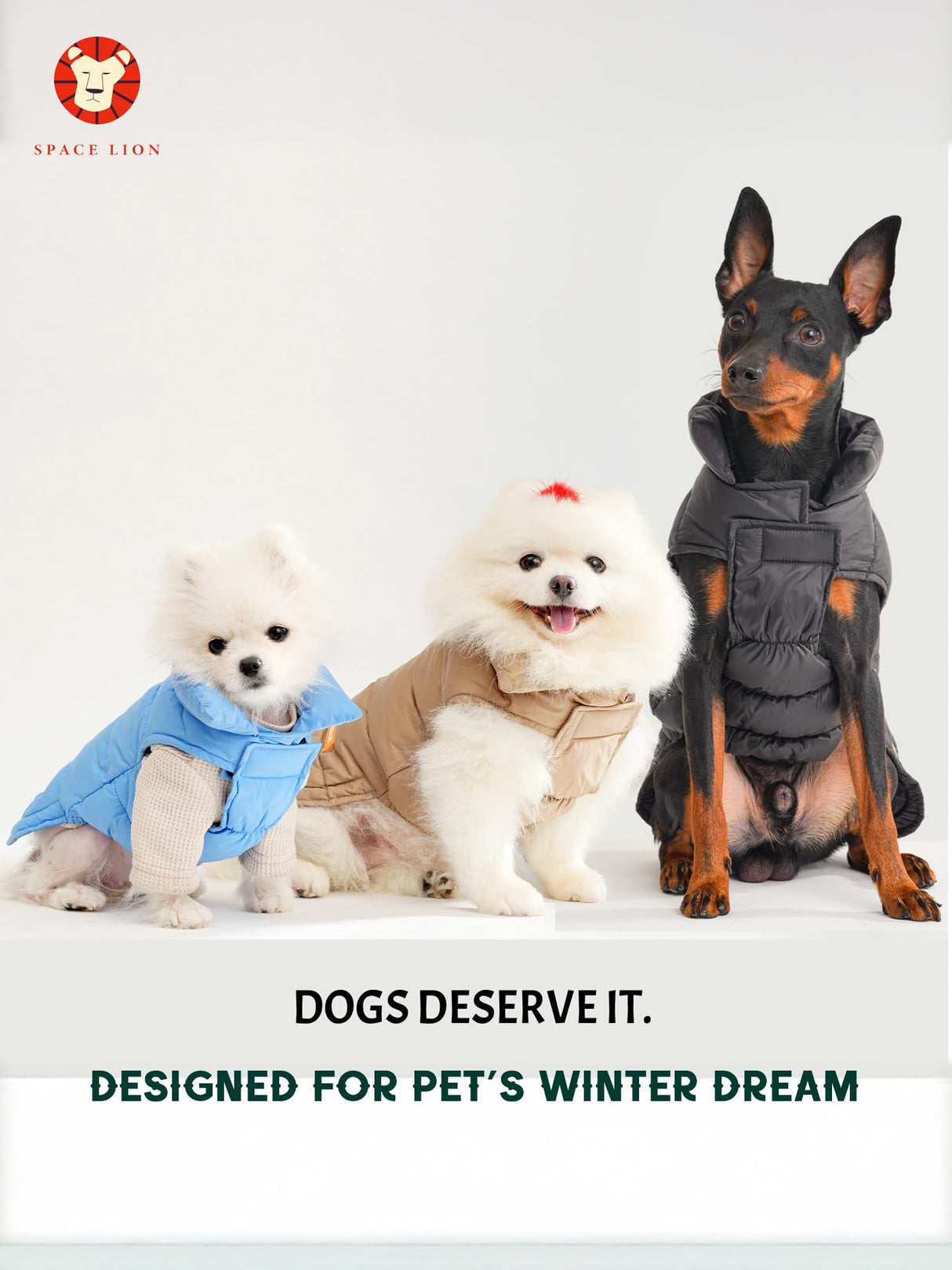 SPACE LION Dog Puffer Jacket, Down Winter Coat, Durable Outdoor Coat for Cold and Windy Conditions, Waterproof, Lightweight Jacket, Adjustable Fit for Small, Medium, Large Dogs(Blue,10/S)