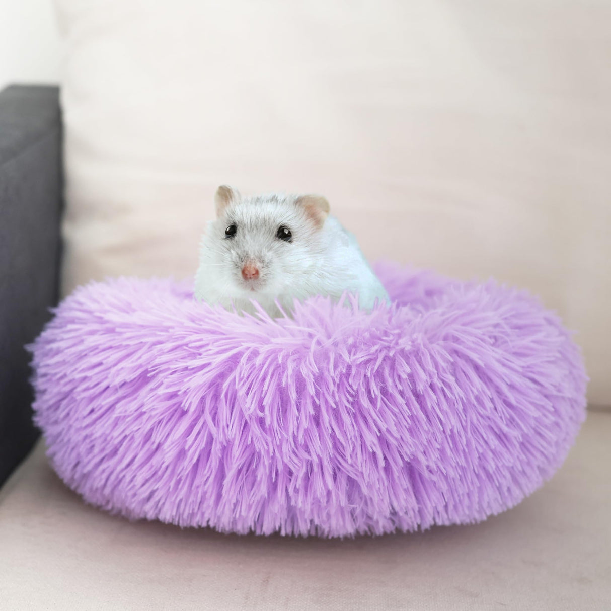 wrkfree Chinchilla Bed Purple for Cage Fluffy Round Beds for Small Animals Washable Anti Slip 11.8 inch