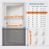 Cupount Dog Screen Mesh Gate for Stairs Pet Gates for The House: for Doorways Stairways Indoor 29 inches Tall, 38 inch Wide, Fits 32-35 inch Openings