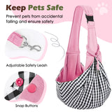 Pawaboo Small Dog Sling Carrier, Reversible Hands Free Dog Sling Carrier for Small Dogs Cats, Puppy Sling Carrier with Adjustable Strap Buckle & Safety Harness, Puppy Essentials, Pink