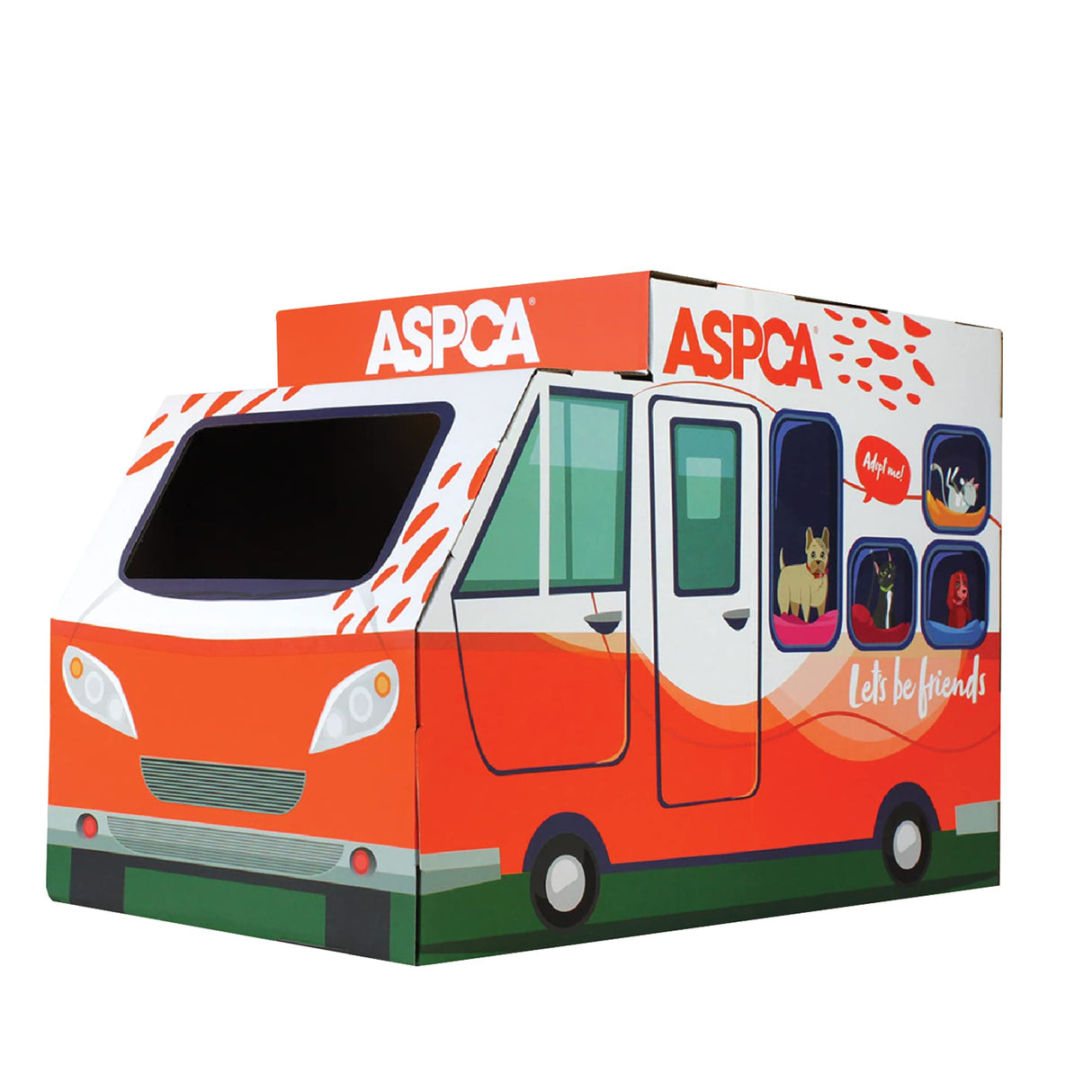 ASPCA Cat House & Cat Scratcher w/Bonus Catnip Included, Adoption Truck cat House (CAS2030)