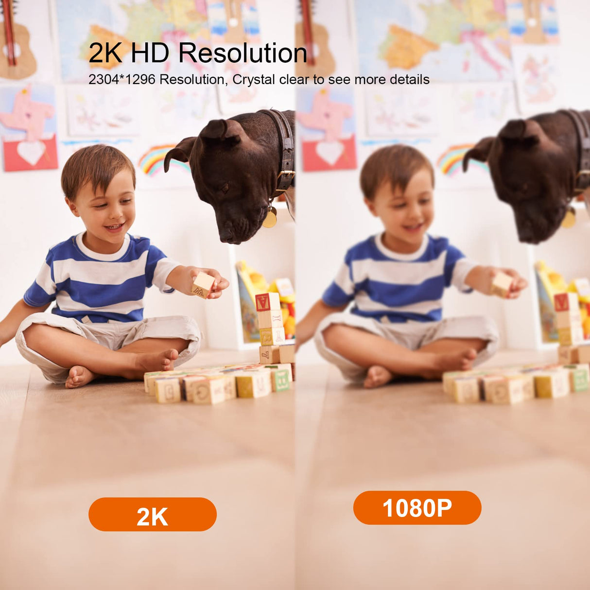 Krumano 2K Indoor Home Security Camera, 2.4G Wifi Cameras for Home Security, Pan & Tilt Baby Monitor Pet Dog Camera with Phone APP, 2 Way Talk Night Vision, SD Card and Cloud Storage, Motion Detection