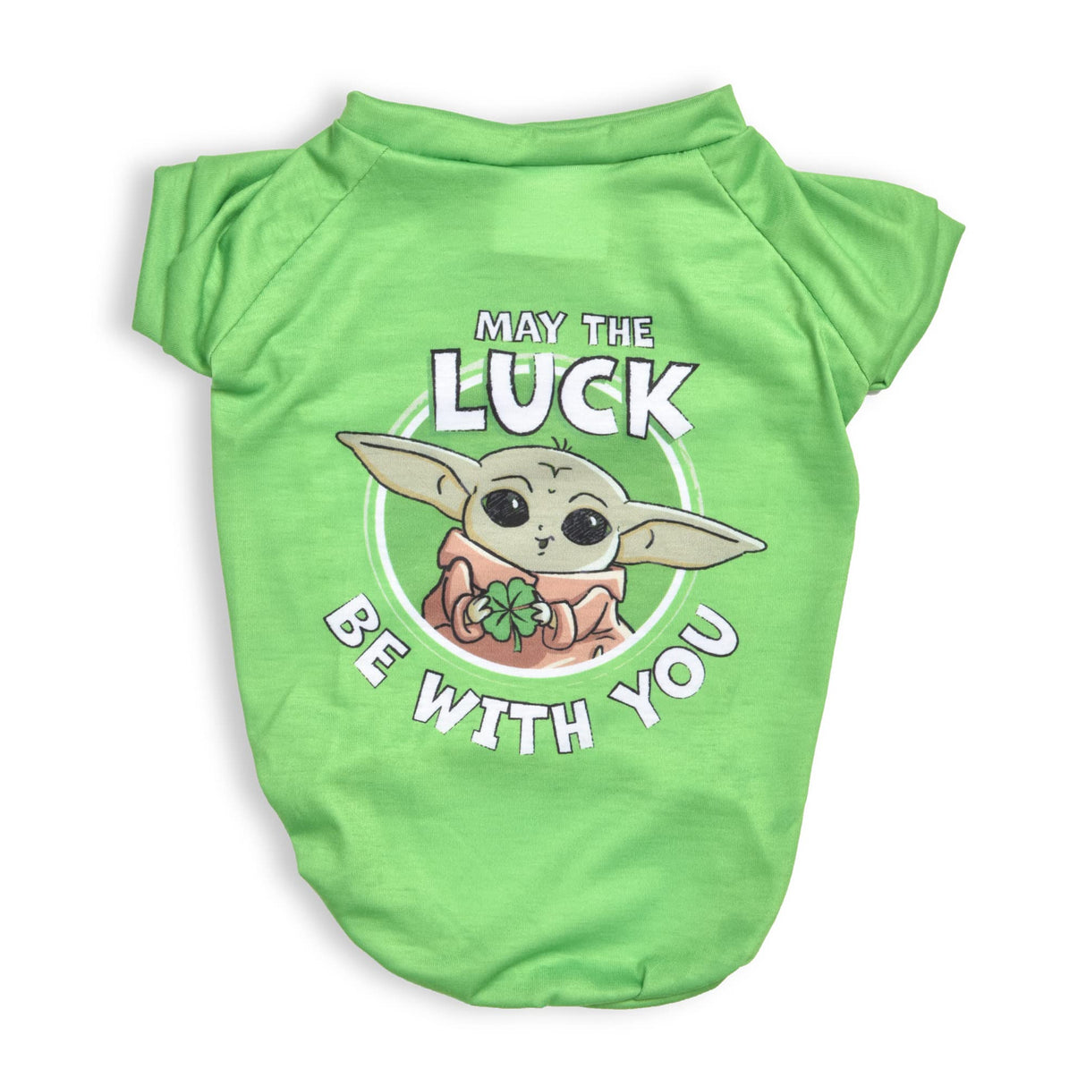 Star Wars Grogu May The Luck Be with You Tee for St. Patrick's Day | Green, Size Large | Cute Dog Clothes, Apparel