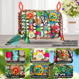 Bird Toys Bird Foraging Toys for Parakeets Cockatiel Conures Lovebirds Bird Foraging Shredding Seagrass Wall with Various Toys for Birds