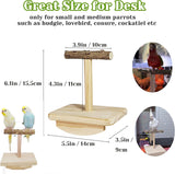 Natural Wood Bird Perch Stand Training, Intelligence Puzzle Enrichment Toys for Parakeets, Wooden Parrot Perch Platform, Bird Playground Play Stands for Conure Cockatiel (Wood, Small)
