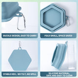 No Splash Dog Travel Bowls for Cars, Spill Proof Collapsible Dogs Water and Food Feeder Dispenser Integrated Molding Portable Cat Dish for Pet Vehicle Road Trips (Morandi Blue)