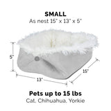 Furhaven Self-Warming Cat Bed for Indoor Cats, 4-Beds-in-1 & Washable - Plush Long Faux Fur Convertible Cuddler - Silver, Small