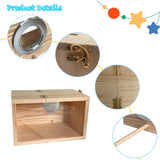 MUYG Transparent Parakeet Nesting Box,Wooden Parrot Nest Breeding Box with Perch Natural Bird House for Cage Suitable for Lovebirds Cockatiels Canaries