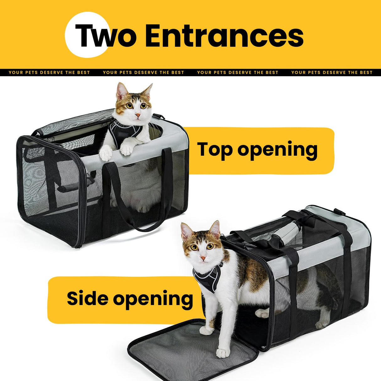 Conlun Soft-Sided Cat Carrier for Small-Medium Cats, Puppies up to 15 Lb, Airline Approved